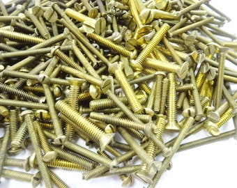 Vintage Solid Brass Machine Screws Single Head Slot JOB Lot 5 lbs Pounds Flat Rate Priority Box Full Metal Findings Hardware