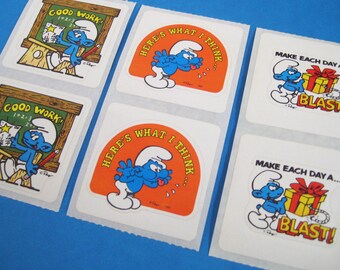 Vintage 1980's SMURFS Stickers Lot