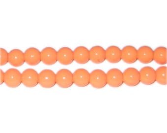 8mm Bright Orange Team and School Glass Bead, approx. 56 beads