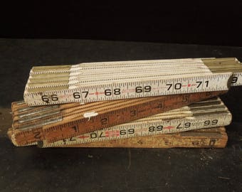 Vintage Folding Wooden Ruler Collection - Wood Measuring Rulers -Lufkin - Decor Man Cave Rustic Primitive Repurpose Upcycle
