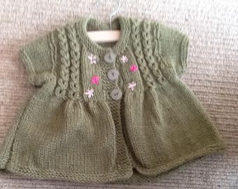Aran weight handknitted top for 2-3 yr old