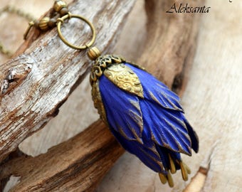 Mother Gift for mom Flower Blue necklace Blue flower Floral necklace Flower pendant Blue pendant Floral pendant Polymer clay jewelry