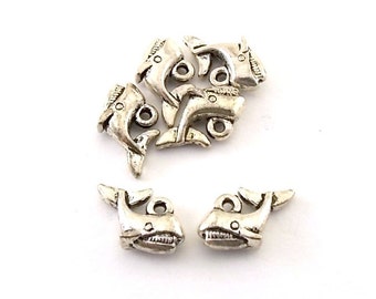 Charms 6 Antique Silver Tiny Whale Charms