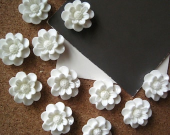 White Push Pins, Flower Thumbtacks, Flower Tacks, Cottage Chic Tacks, Housewarming Gifts, Hostess Gifts, Wedding Favors