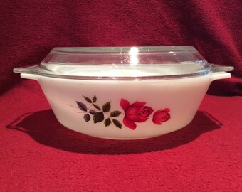 Pyrex JAJ June Rose Casserole dish 2 pint #509 circa 1960