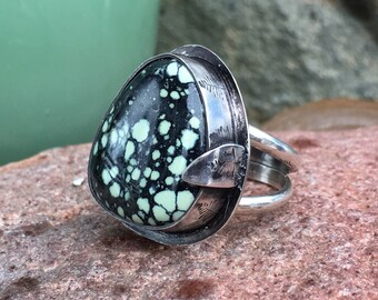 New Lander Turquoise Ring, Turquoise Ring, Sterling Silver Ring, Size 8.5 Ring