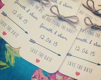 Tying the Knot Save The Date Cards - with twine bow detailing