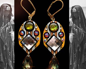 Swarovski Crystal and shell earrings