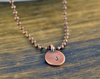 Mens Initial Necklace - Mens Copper Necklace - Anniversary Gift - Boyfriend Gift - Husband Gift - Copper Jewelry - Copper Necklace