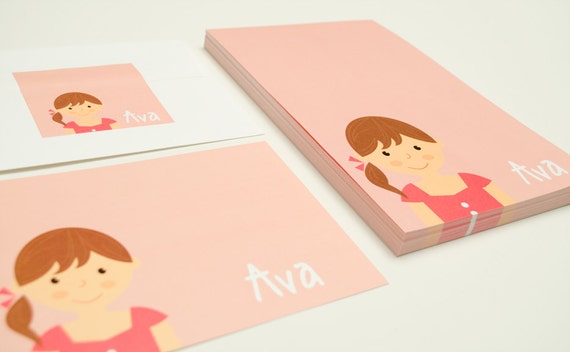 Personalized Children's Stationery Set Girl Or Boy Face