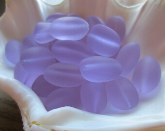 Sea Glass Bead Nugget Color Changing Periwinkle 10mm -15mm QTY 7