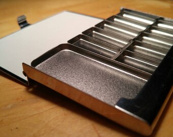 Travel sketchbook Watercolor paint palette with magnetic removable pans business card size. Only weighs only 2.9 oz. Pocket size! 2x4 in