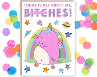 Unicorn Birthday Card - Unicorn Card - Funny Unicorn Card - Funny Birthday Card - Birthday Card For Friend - Unicorn - Birthday Card For Her
