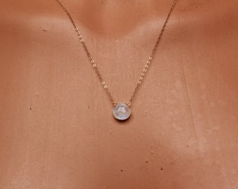 Moonstone Dainty Necklace, Moonstone Jewelry, June Birthstone, Dainty Necklace, Minimalist, Layered, Layering, Blue Flash Moonstone Necklace