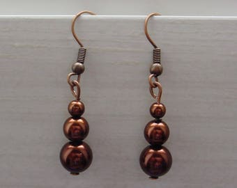Brown Czech glass beads earrings