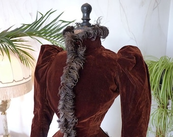 1891 Ostrich Feather Trimmed Jacket, antique jacket, Victoria Jacket