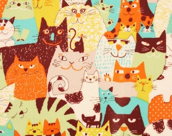 Laminated Oxford Cotton Fabric Cats printed Fabric made in Korea by the Yard