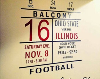 Game Ticket Decal - Ticket decal - Sports Decal - Sports Bedroom - Personalized Sports Decal - Sports Nursery - Vinyl Wall Decal
