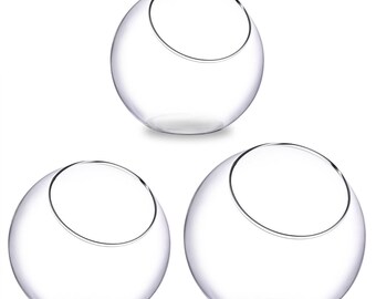 Round Globe Big Tilted Opening Terrarium //Flat Bottom Glass Bowl Tabletop Succulent Planters///Indoor Gardening