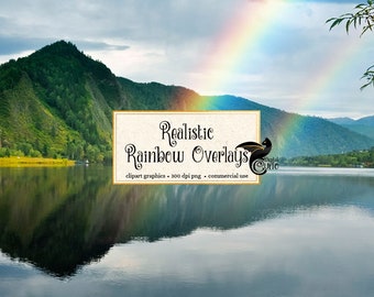 Rainbow Photography Overlays, rainbow PNG clipart photo overlays, realistic rainbow photo light effects, digital photoshop overlays
