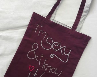 Shopping Bag-"know it"-embroidered carrying bag