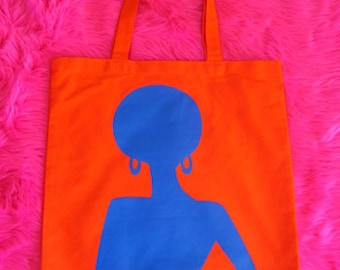 Supaflarez DISCOCHICK design 100% cotton canvas tote bag—Orange