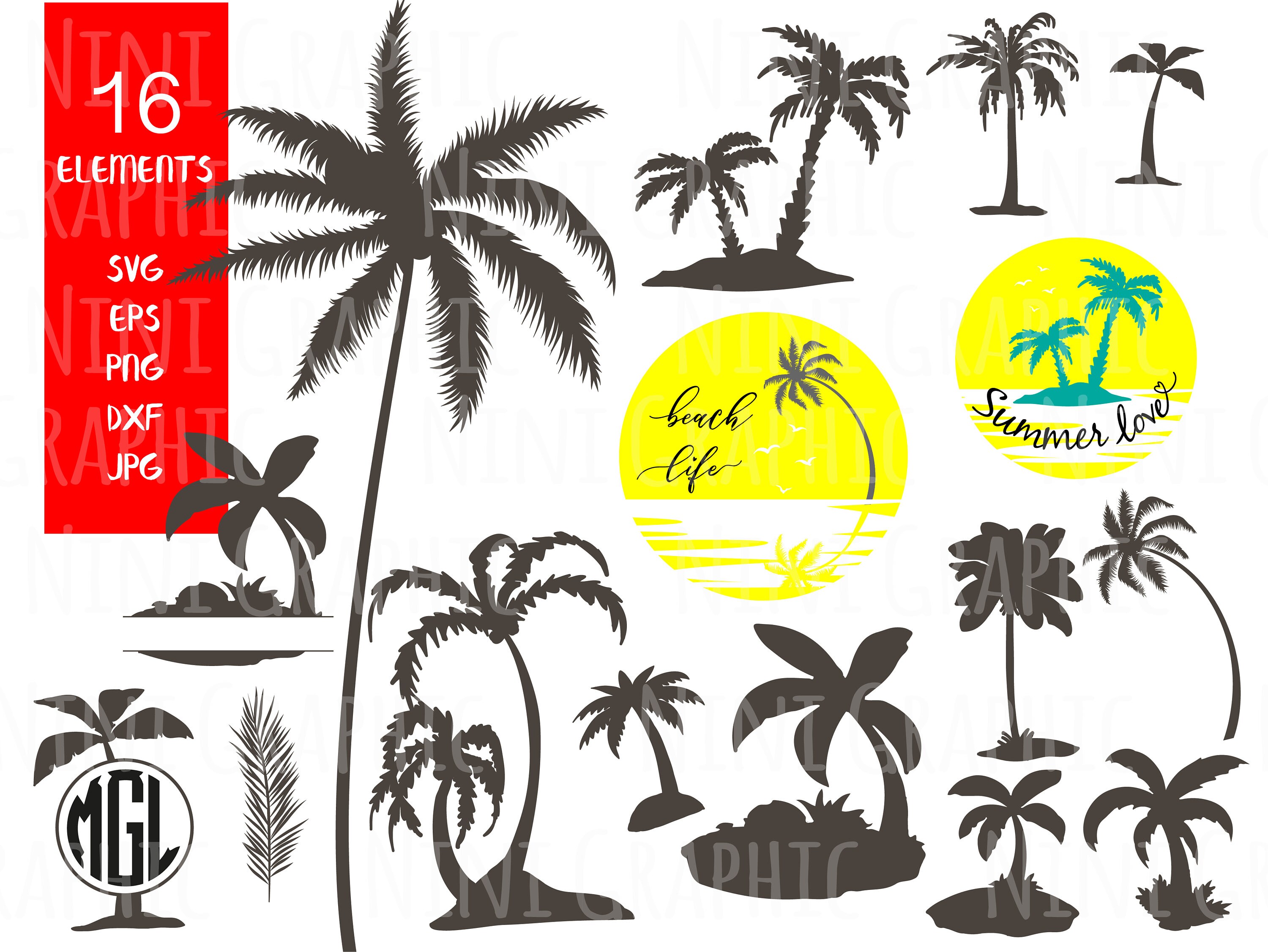 Download SVG files palm trees for Silhouette or Cricut holidays svg