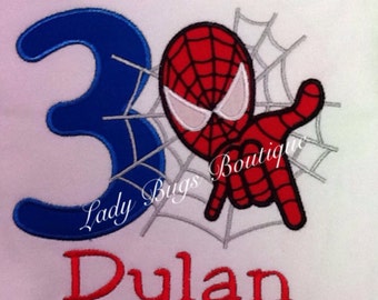 Spiderman Birthday Shirt with Number and Name*****Please Read Shop Announcement*****
