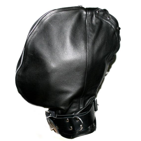 Fetish BDSM Bondage Mask Leather Mask Double Zippered L