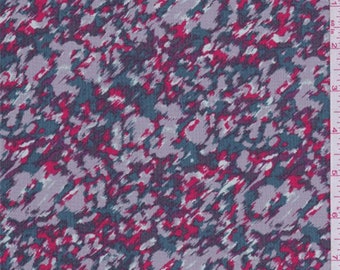 Lilac/Teal/Plum Crepe de Chine, Fabric By The Yard