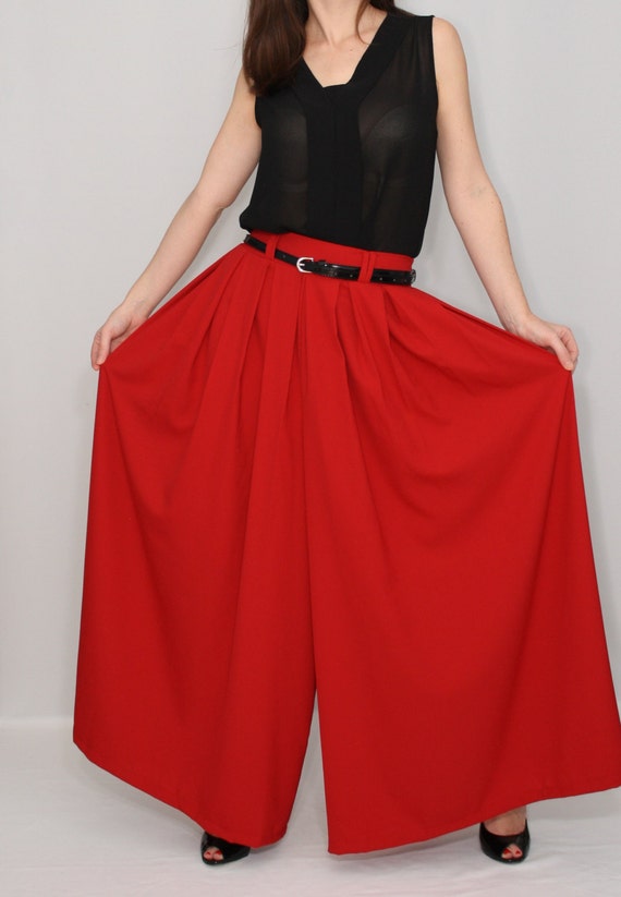 Red palazzo pant Fashion skirt pants Chiffon pants Summer Plus