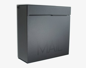Black Medium Modern MARTIN B mailbox, Modern Mailbox, Wall Mounted mailbox - contemporary #1212B