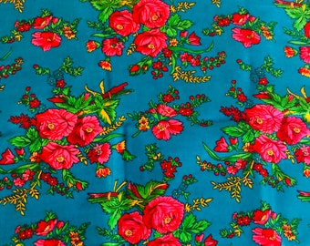 Blue floral fabric very vibrant colours