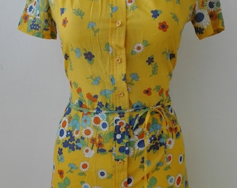 Yellow Tropical Floral Summer Dress size 42