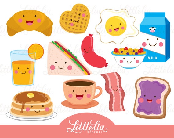 Breakfast cute clipart kawaii clipart 15095