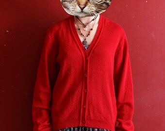 Vintage red grandpa cardigan