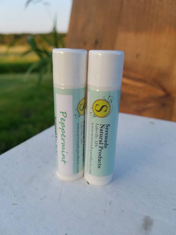 2 Tubes Peppermint Lip Balm Lanolin Free 100 Natural