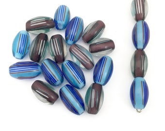 20 blue and purple mix furnace glass beads, 16 mm # PV 050