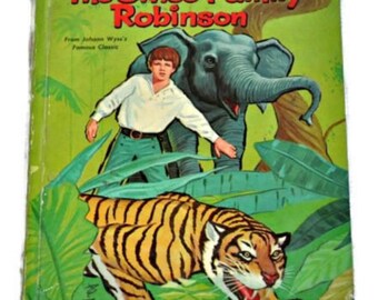 Vintage 1960 WALT DISNEY The Swiss Family Robinson Hardcover Illustrated Book