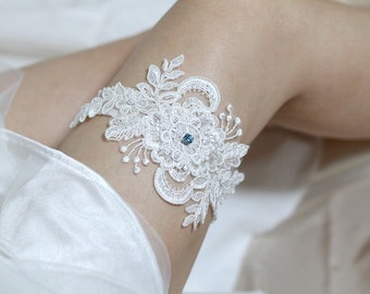 Bridal lace garter, something blue garter, white lace garter, keepsake garter, toss garter, wedding garter, bridal lace lingerie
