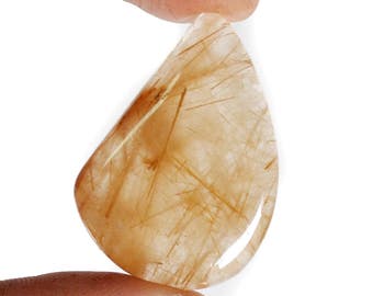 Superior Top AAA Quality 40 Ct. Natural Golden Rutile Quartz Fancy Shape 26x37x6 mm Loose Gemstone - Making Jewelry