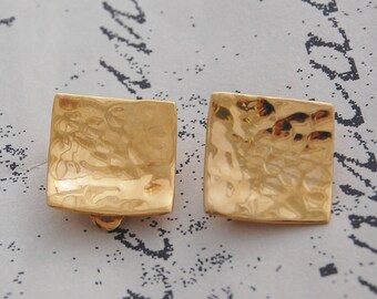 Hammered Earrings, Gold Clip Ons, Gold Earrings, Clip On Earrings, Sterling Silver, Textured Earrings, Clip Ons, Minimal Jewelry, Gold, 925