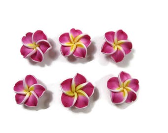 15 mm Polymer Clay Plumeria Flowers Set of 6 (SP10)