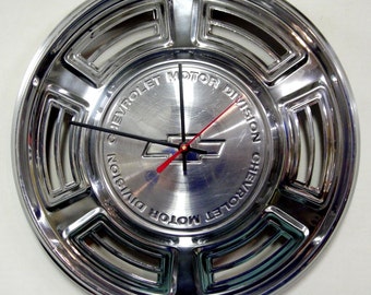 1970 Chevrolet Chevelle Wall Clock - Chevy El Camino Classic Car Hubcap Clock - Chevy Bowtie Hub Cap