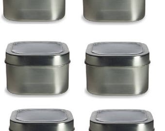 12 oz Clear Top Square Tins- Set of 6