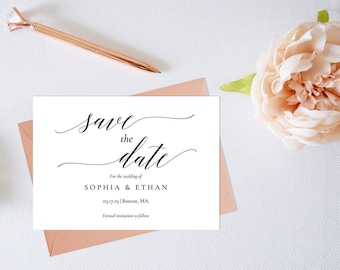 Save the Date Template,Save the Date Printable,Elegant Save the Date,Calligraphy Save the Date,Modern Save the Date,PDF Instant Download