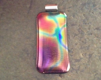 Rainbow Dichroic Fused Glass Pendant