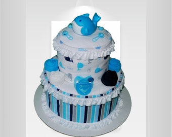Whale 2 Tier Diaper Cake