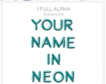 ALPHA Your Name In Neon - Digital Scrapbooking - Neon Alpha - Blue Alpha - Instant Download