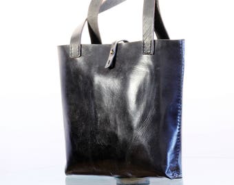 Tote Black leather bag/ Shopper/Shoulder bag